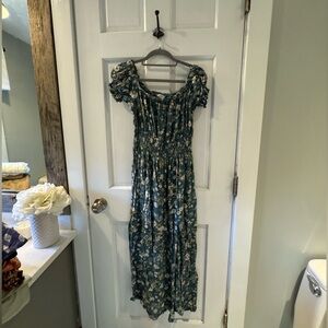 Patrons of Peace Teal Floral maxi dress